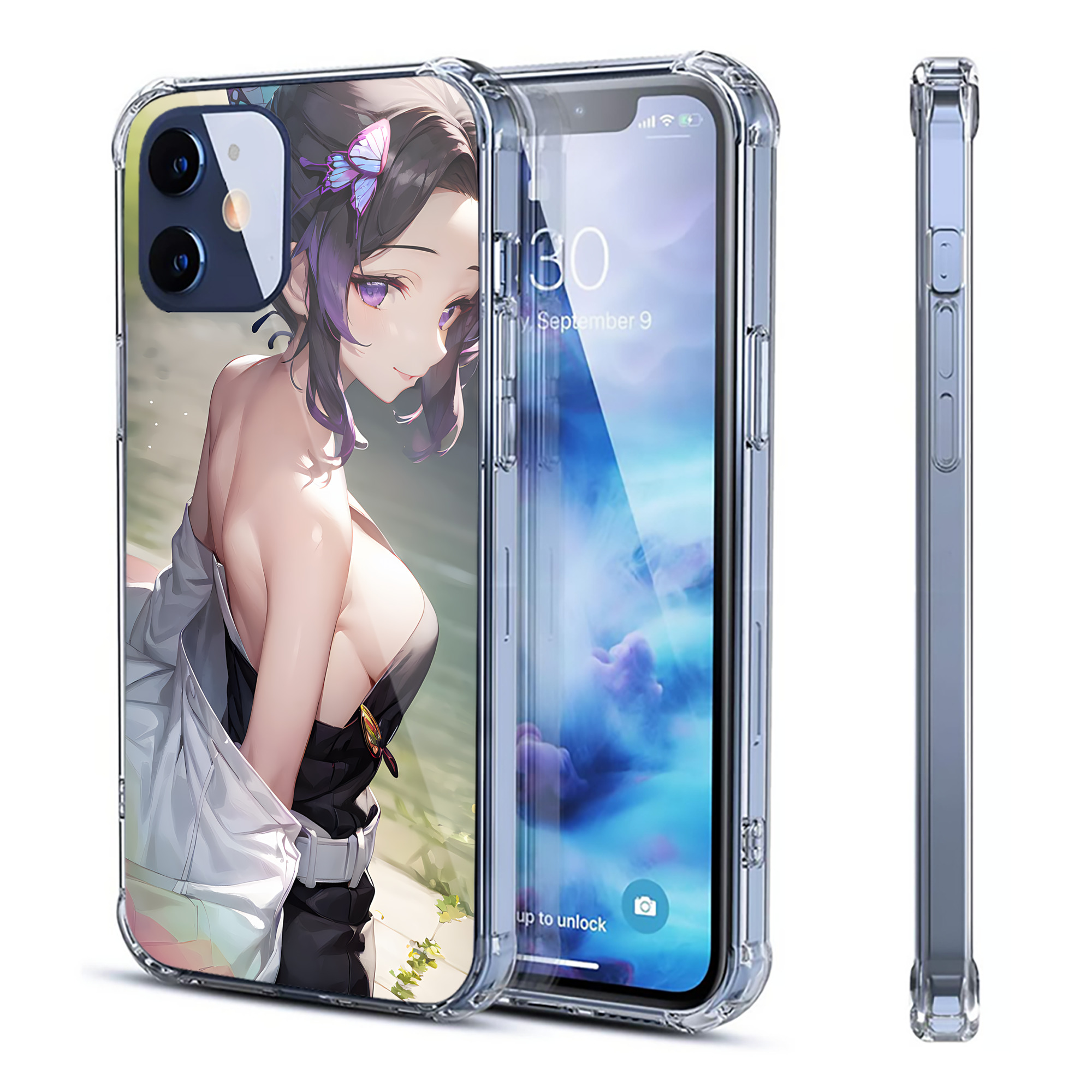 （画像用） 鬼滅の刃（きめつのやいば）蟲柱-胡蝶 しのぶ／こちょう しのぶ Kochou Shinobu 【iPhone 12シリーズ対応】透明スマホケース（クリアソフトケース）